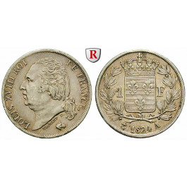 Frankreich, Louis XVIII., Franc 1824, vz
