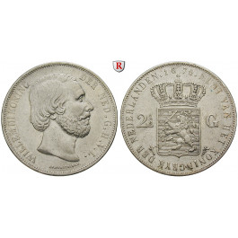 Niederlande, Königreich, Willem III., 2 1/2 Gulden 1874, ss-vz