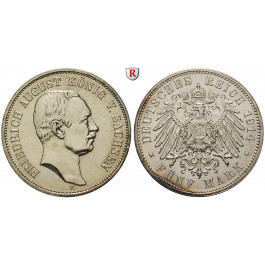 Deutsches Kaiserreich, Sachsen, Friedrich August III., 5 Mark 1914, E, vz/vz-st, J. 136