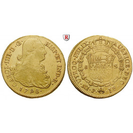 Kolumbien, Carlos IV., 8 Escudos 1798, 23,66 g fein, ss
