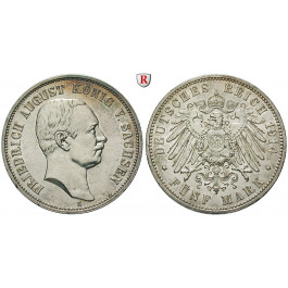 Deutsches Kaiserreich, Sachsen, Friedrich August III., 5 Mark 1914, E, vz, J. 136