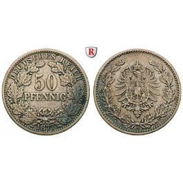 Deutsches Kaiserreich, 50 Pfennig 1877, C, ss, J. 8
