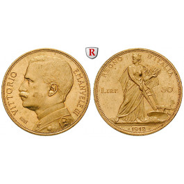 Italien, Königreich, Vittorio Emanuele III., 50 Lire 1912, 14,52 g fein, vz-st