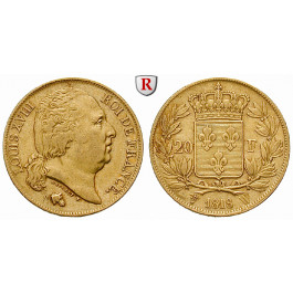 Frankreich, Louis XVIII., 20 Francs 1818, 5,81 g fein, ss