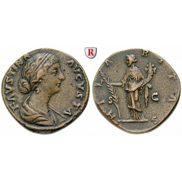 Römische Kaiserzeit, Faustina II., Frau des Marcus Aurelius, Sesterz 161-175, ss/ss+