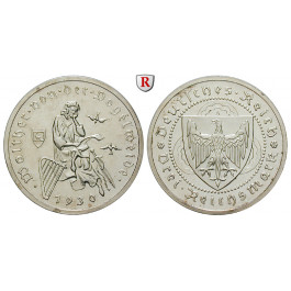 Weimarer Republik, 3 Reichsmark 1930, Vogelweide, A, PP, J. 344