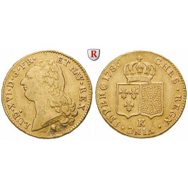 Frankreich, Louis XVI., Doppelter Louis d´or au buste nu 1786, 13,93 g fein, ss