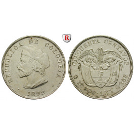 Kolumbien, Republik, 50 Centavos 1892, ss