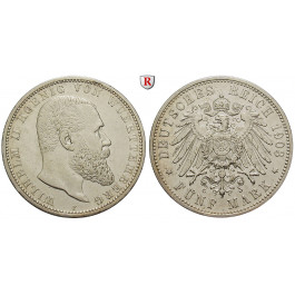 Deutsches Kaiserreich, Württemberg, Wilhelm II., 5 Mark 1903, F, ss, J. 176