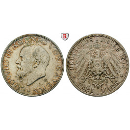 Deutsches Kaiserreich, Bayern, Ludwig III., 3 Mark 1914, D, ss-vz, J. 52