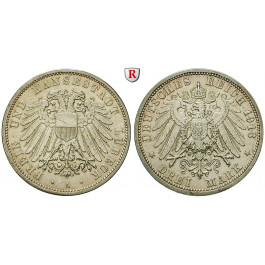 Deutsches Kaiserreich, Lübeck, 3 Mark 1913, A, ss+, J. 82