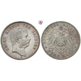 Deutsches Kaiserreich, Sachsen, Georg, 5 Mark 1904, E, ss-vz/vz, J. 130