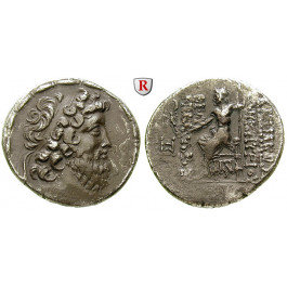 Syrien, Königreich der Seleukiden, Demetrios II., 2. Regierung, Tetradrachme Jahr 185-186 = 128-126 v.Chr., ss+/ss