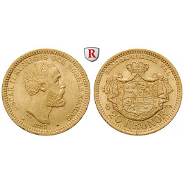 Schweden, Oskar II., 20 Kronor 1889, 8,06 g fein, vz/st