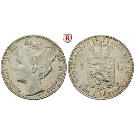 Niederlande, Königreich, Wilhelmina I., Gulden 1901, ss+