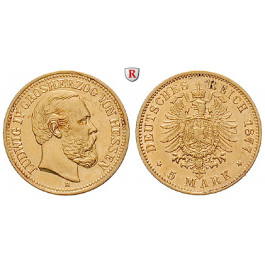 Deutsches Kaiserreich, Hessen, Ludwig IV., 5 Mark 1877, H, vz, J. 218