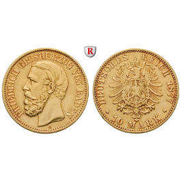 Deutsches Kaiserreich, Baden, Friedrich I., 10 Mark 1877, G, ss, J. 186