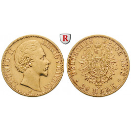 Deutsches Kaiserreich, Bayern, Ludwig II., 20 Mark 1878, D, ss, J. 197