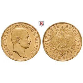 Deutsches Kaiserreich, Sachsen, Friedrich August III., 10 Mark 1907, E, vz+, J. 267