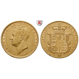 Grossbritannien, George IV., Sovereign 1827, 7,32 g fein, ss