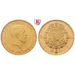 Schweden, Gustav V., 20 Kronor 1925, 8,06 g fein, f.st