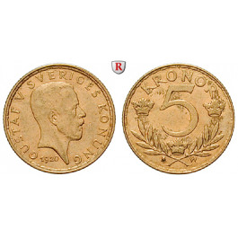 Schweden, Gustav V., 5 Kronor 1920, 2,02 g fein, ss