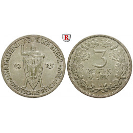 Weimarer Republik, 3 Reichsmark 1925, Rheinlande, A, vz-st, J. 321