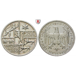 Weimarer Republik, 3 Reichsmark 1927, Uni Marburg, A, f.vz, J. 330