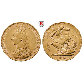 Grossbritannien, Victoria, Sovereign 1890, 7,32 g fein, ss+