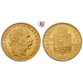 Ungarn, Franz Joseph I., 8 Forint 1891, 5,81 g fein, vz-st