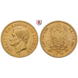 Deutsches Kaiserreich, Sachsen, Johann, 20 Mark 1873, E, ss+, J. 259