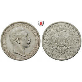 Deutsches Kaiserreich, Preussen, Wilhelm II., 2 Mark 1907, A, ss-vz, J. 102
