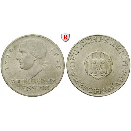 Weimarer Republik, 3 Reichsmark 1929, Lessing, D, vz-st, J. 335
