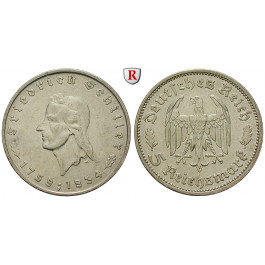 Drittes Reich, 5 Reichsmark 1934, Schiller, F, ss+, J. 359