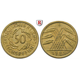 Weimarer Republik, 50 Reichspfennig 1925, E, ss+, J. 318