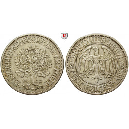 Weimarer Republik, 5 Reichsmark 1928, Eichbaum, E, ss-vz, J. 331