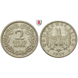 Weimarer Republik, 2 Reichsmark 1927, Kursmünze, J, ss, J. 320