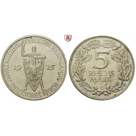 Weimarer Republik, 5 Reichsmark 1925, Rheinlande, E, vz, J. 322