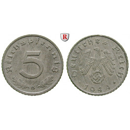Drittes Reich, 5 Reichspfennig 1944, G, vz, J. 370