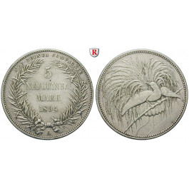 Nebengebiete, Deutsch-Neuguinea, 5 Neu-Guinea Mark 1894, Paradiesvogel, A, ss, J. 707