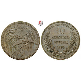 Nebengebiete, Deutsch-Neuguinea, 10 Neu-Guinea Pfennig 1894, Paradiesvogel, A, f.vz, J. 703