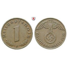 Drittes Reich, 1 Reichspfennig 1936, F, ss-vz, J. 361