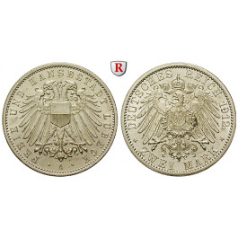 Deutsches Kaiserreich, Lübeck, 2 Mark 1912, A, vz-st, J. 81