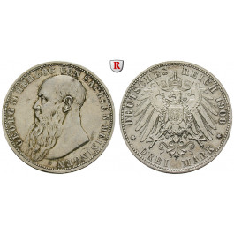 Deutsches Kaiserreich, Sachsen-Meiningen, Georg II., 3 Mark 1908, D, ss+, J. 152