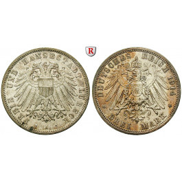 Deutsches Kaiserreich, Lübeck, 3 Mark 1914, A, vz+, J. 82
