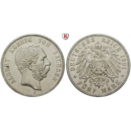 Deutsches Kaiserreich, Sachsen, Albert, 5 Mark 1901, E, ss+, J. 125