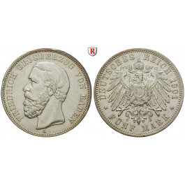 Deutsches Kaiserreich, Baden, Friedrich I., 5 Mark 1901, G, ss+, J. 29