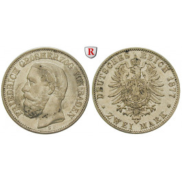 Deutsches Kaiserreich, Baden, Friedrich I., 2 Mark 1877, G, ss+, J. 26