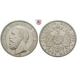 Deutsches Kaiserreich, Baden, Friedrich I., 2 Mark 1899, G, ss+, J. 28