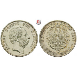 Deutsches Kaiserreich, Sachsen, Albert, 2 Mark 1876, E, vz-st, J. 121